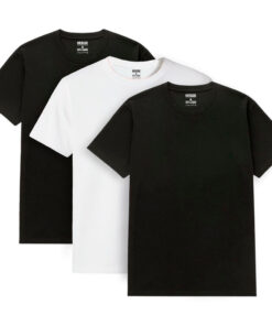 Kit Com 3 Camisetas  Femininas Lisas Algodão OneBasik - 2 Pretas e 1 Branca