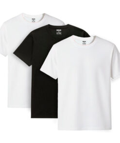 Kit Com 3 Camisetas  Femininas Lisas Algodão OneBasik - 2 Brancas e 1 Preta