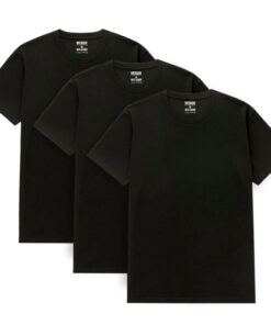 Kit Com 3 Camisetas Masculinas Lisas Algodão OneBasik Preta