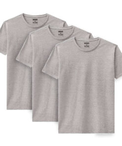 Kit Com 3 Camisetas Masculinas Lisas Algodão OneBasik Cinza